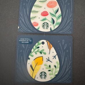 2018 Starbucks Spring Egg Floral Gift Cards, set of 2, $10 minimum to load.
